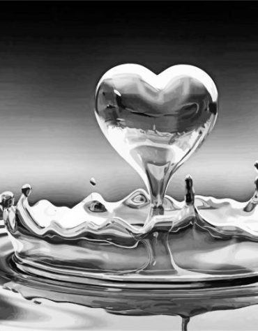 Black and White Heart Water Drop Paint By Numbers