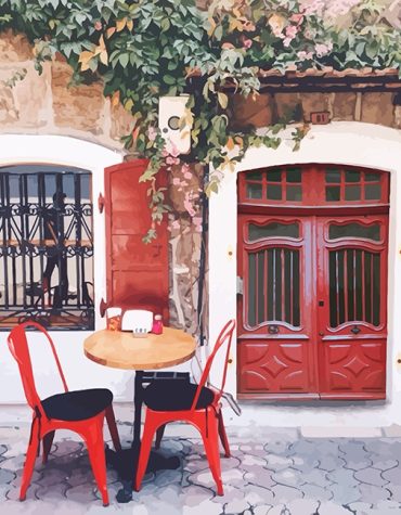 Nostalgic Red Door Coffee Street Paint By Numbers