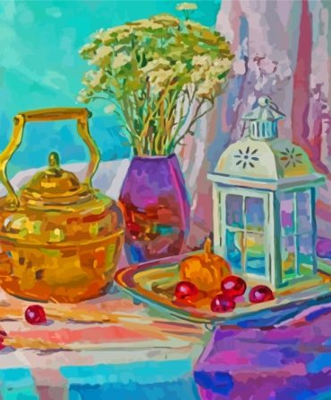 Vintage Impressionist Teapot Paint By Numbers