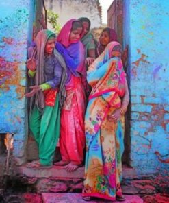 Indian Woman Holi Colors Paint By Numbers