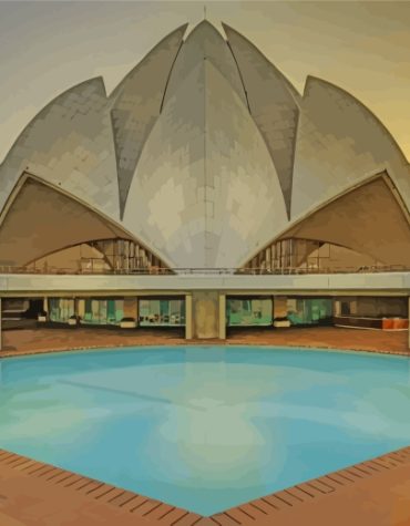 India's Iconic Lotus Temple Paint By Numbers