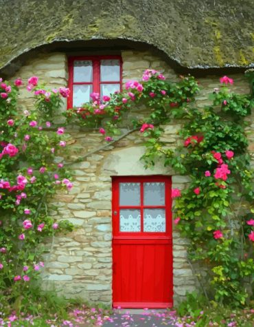 Italian Flowers in Doorway Paint By Numbers