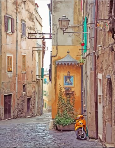 Italian Scooters Street Scene Paint By Numbers