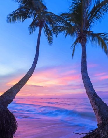 Jamaican Beaches Purple Sky Paint By Numbers