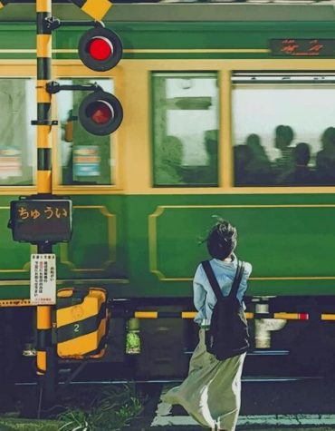 Japanese Train Scene Paint By Numbers