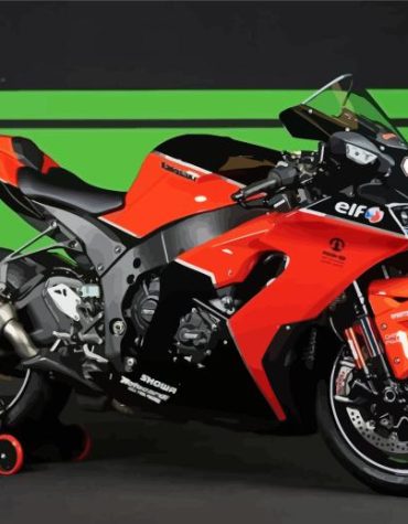 Kawasaki Racing Engine Paint By Numbers