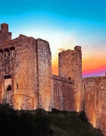 Kidwelly Castle Sunset Scene Paint By Numbers
