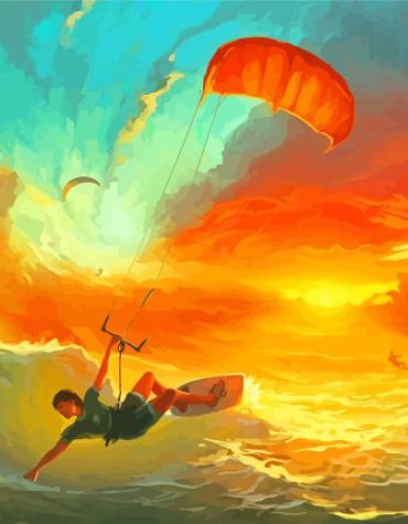 Colorful Kitesurfing Waves Paint By Numbers