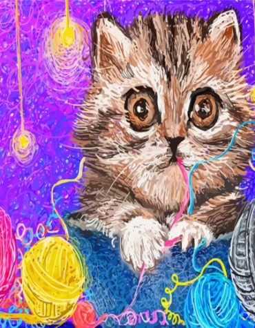 Colorful Kittens and Yarn Paint By Numbers