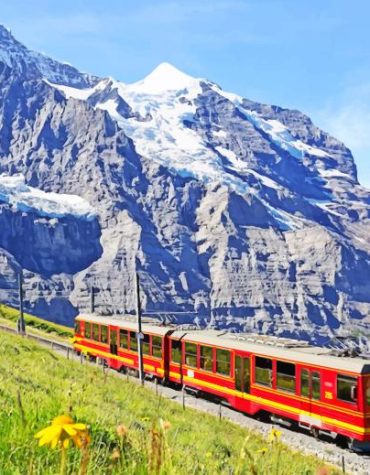 Kleine Scheidegg Trains and Mountains Paint By Numbers