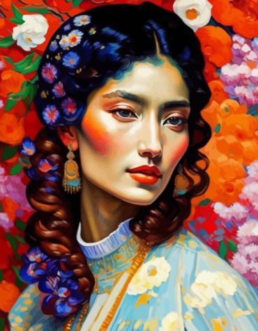 Asian Woman Floral Paint By Numbers