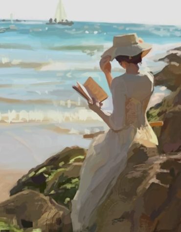 Woman Reading by the Beach Paint By Numbers