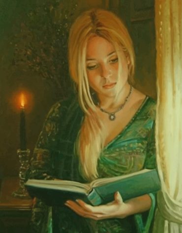 Vintage Woman Reading Paint By Numbers