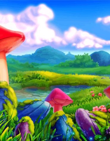 Lively Ladybugs and Mushrooms Paint By Numbers