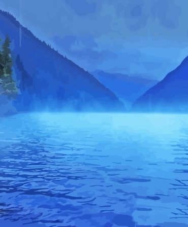 Mountainous Lake Rain Paint By Numbers