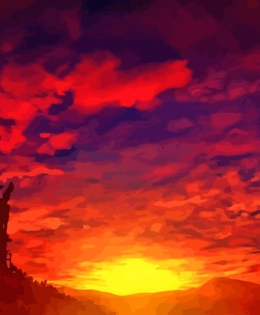 Red Sunset Landscape Paint By Numbers