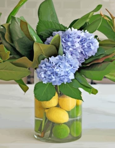 Lemon Hydrangea Arrangement Paint By Numbers