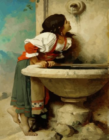 Roman Girl at a Fountain Paint By Numbers