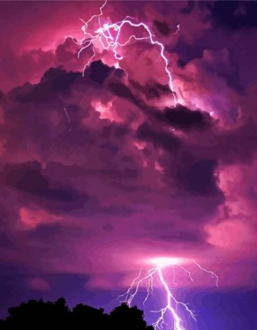 Pink and Purple Lightning Sky Paint By Numbers
