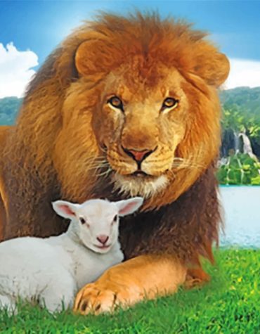 Majestic Lion and Gentle Lamb Paint By Numbers