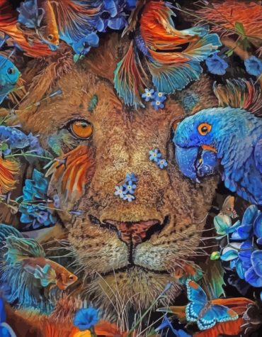 Lion Parrots Fishes Painting Kit Paint By Numbers