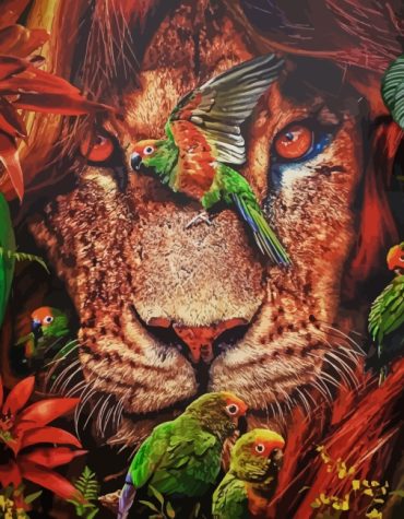 Lion and Parrot Wildlife Paint By Numbers