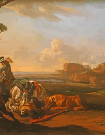 Lion Hunt Masterpiece Paint By Numbers