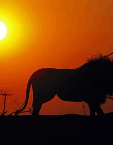 Sunset Lion Silhouette Paint By Numbers