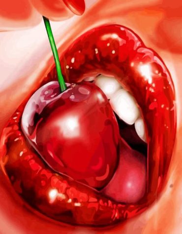 Luscious Red Cherry Lips Paint By Numbers