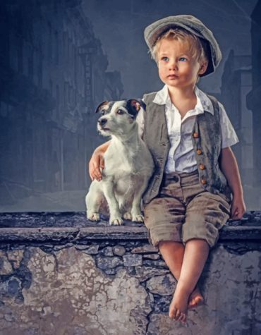 Little Boy with Puppy Paint By Numbers