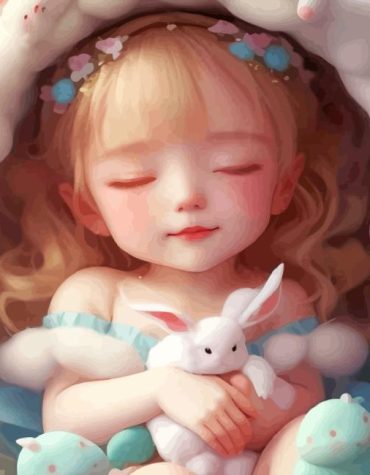 Little Girl and Bunny Animal Paint By Numbers