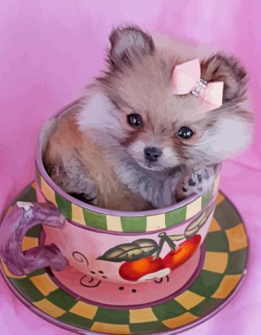 Cute Puppy Teacup Paint By Numbers