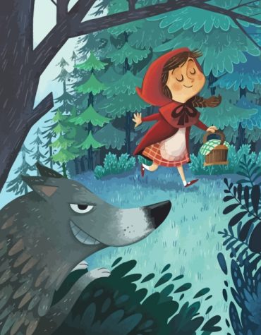 Red Riding Hood and Wolf Cartoon Paint By Numbers