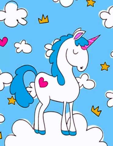 Adorable Unicorn with Rainbows Paint By Numbers