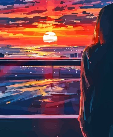 Looking Through Window Sunset Paint By Numbers