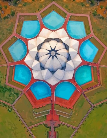 Lotus Temple Delhi Scenery Paint By Numbers