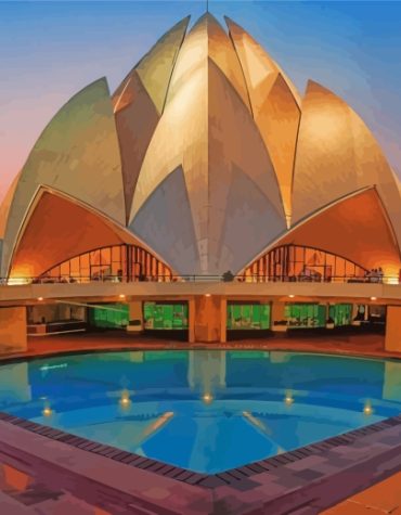 India's Lotus Temple Landscapes Paint By Numbers