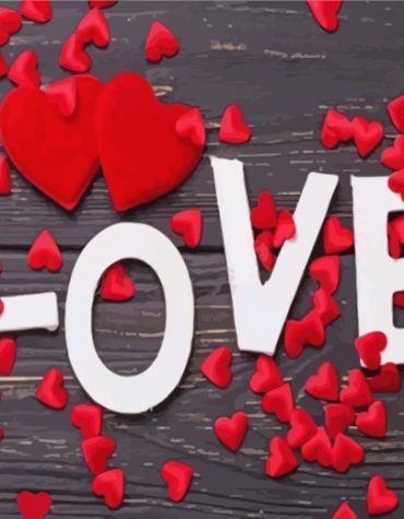 Romantic Red Hearts Paint By Numbers