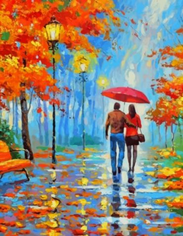 Lovers in Autumn Romance Paint By Numbers