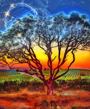 Enchanting Sunset Tree Paint By Numbers