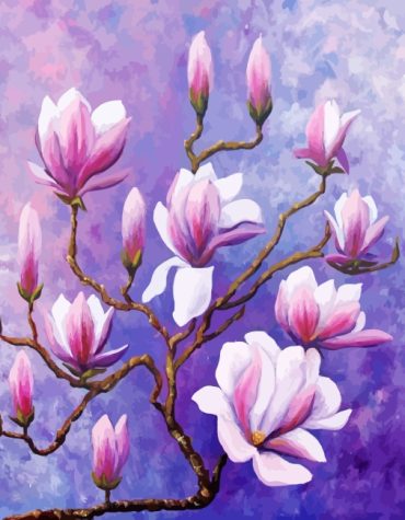 Pink Magnolia Flowers Paint By Numbers