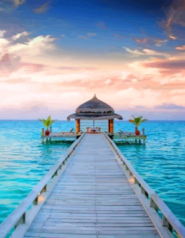 Maldives Beach Scene Paint By Numbers