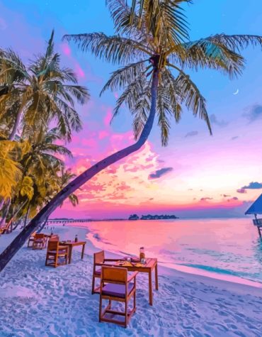 Maldives Purple Sky Sunset Paint By Numbers