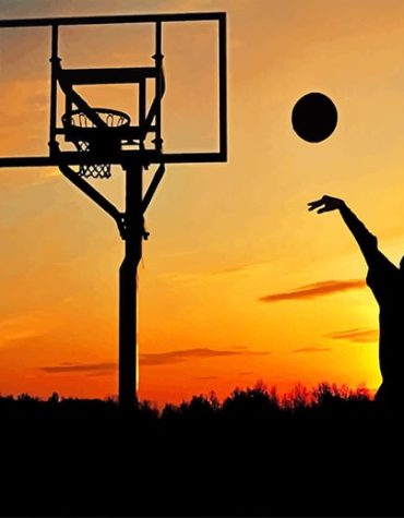 Basketball Player Silhouette Sunset Paint By Numbers