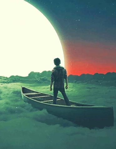 Moonlit Man Boat Silhouette Paint By Numbers