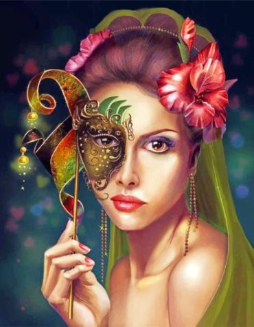 Masked Floral Woman Paint By Numbers