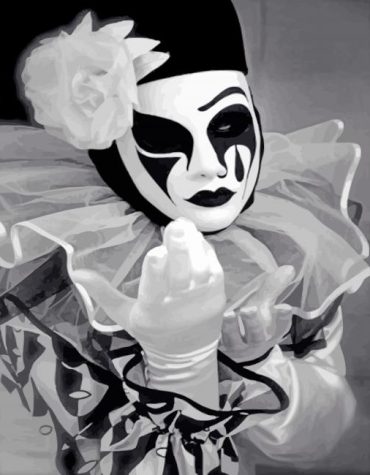 Black and White Clown Paint By Numbers