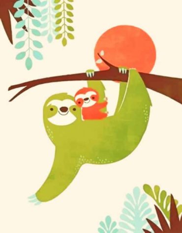 Mom and Baby Sloths Paint By Numbers