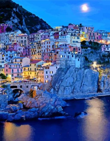 Moonlit Manarola Seascape Paint By Numbers