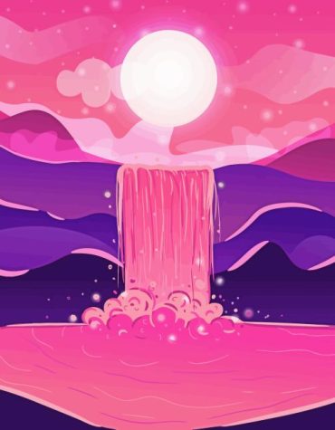 Moonlit Nature Waterfall Paint By Numbers